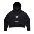 PRESCIENT SS26 BLACK HOME STAR LOGO CROPPED HOODIE