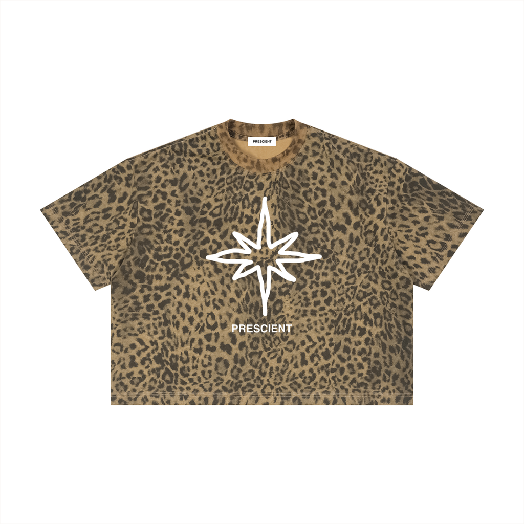 PRESCIENT Leopard Print Boxy T-Shirt - BROWN