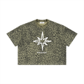 PRESCIENT Leopard Print Boxy T-Shirt - GREEN
