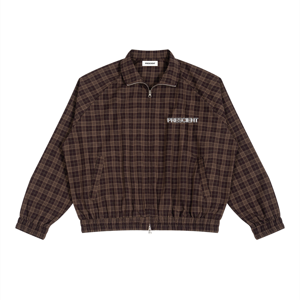 PRESCIENT Plaid Full-Zip Track Jacket - Brown