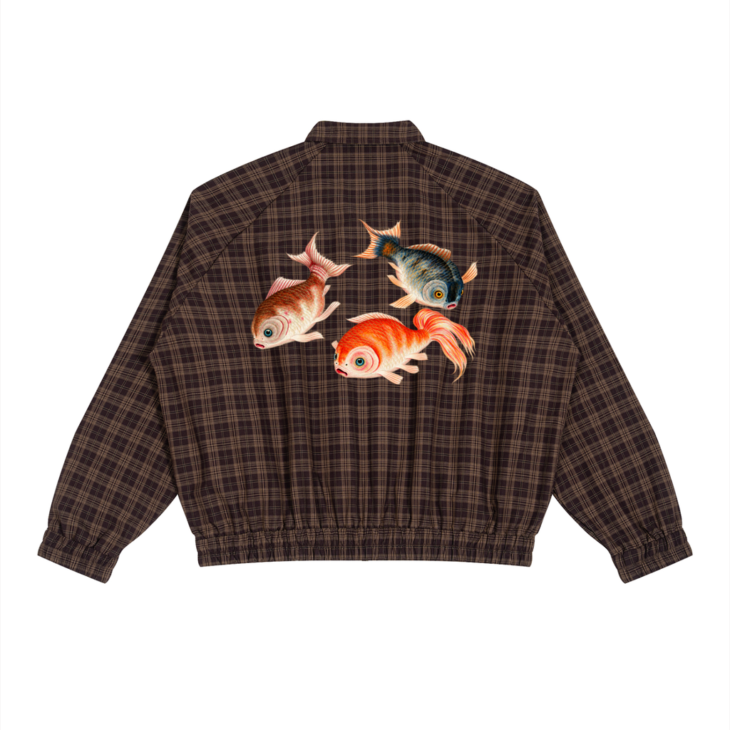 PRESCIENT Plaid Full-Zip Track Jacket - Brown