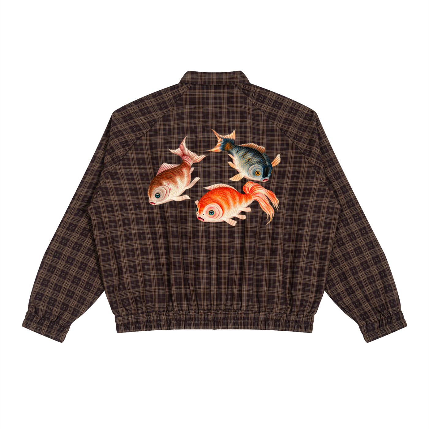 PRESCIENT Plaid Full-Zip Track Jacket - Brown
