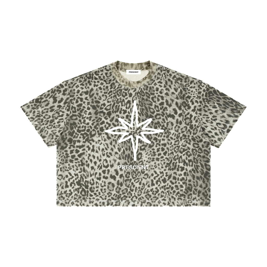 PRESCIENT Leopard Print Boxy T-Shirt - GRAY