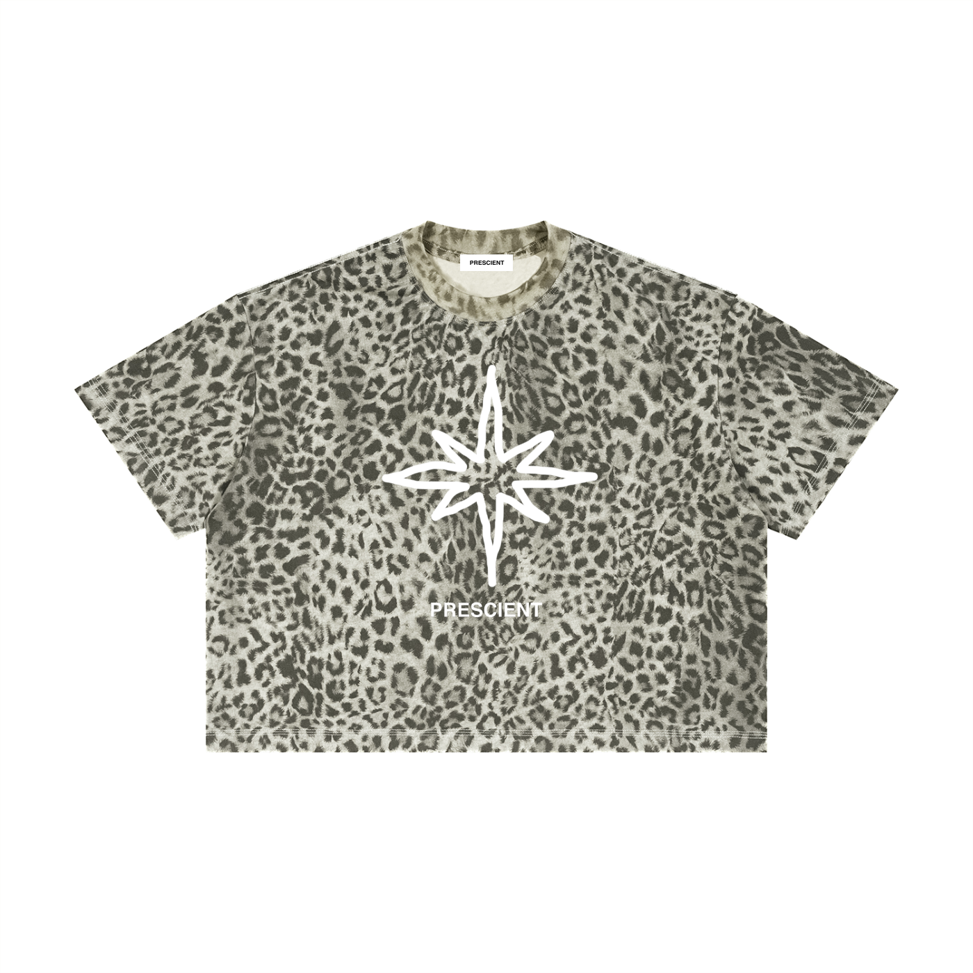 PRESCIENT Leopard Print Boxy T-Shirt - GRAY