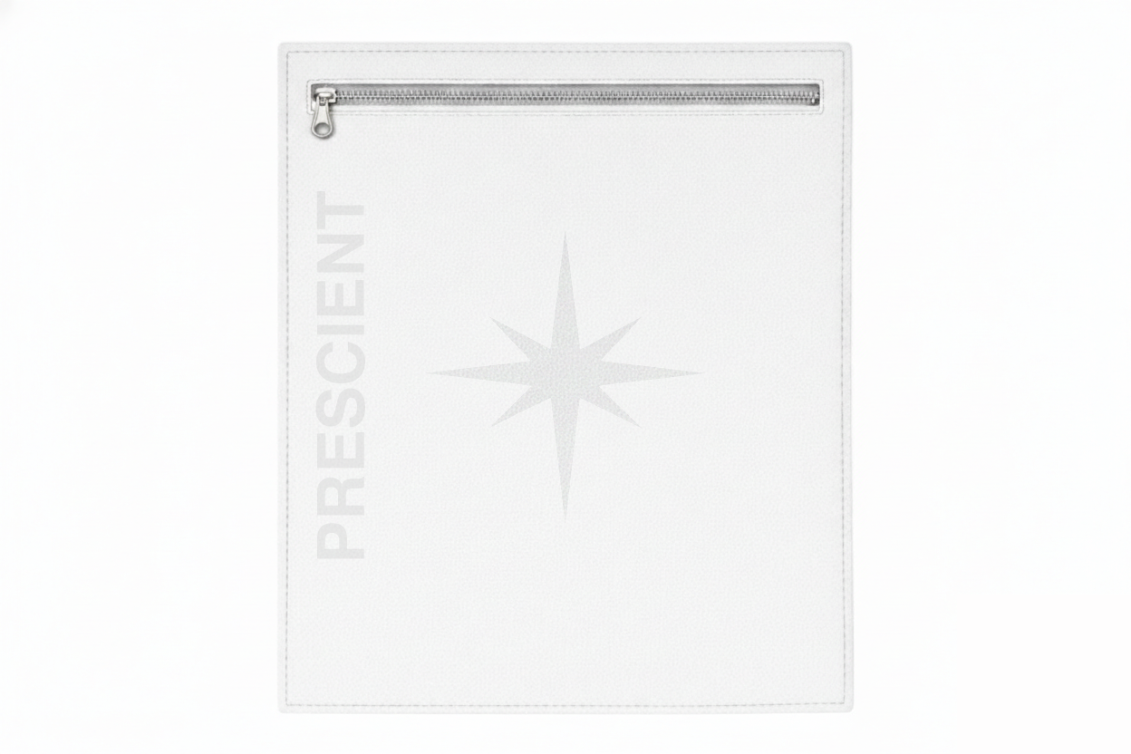 PRESCIENT SS26 ITALIAN LEATHER WHITE & BLACK TO-GO POUCH