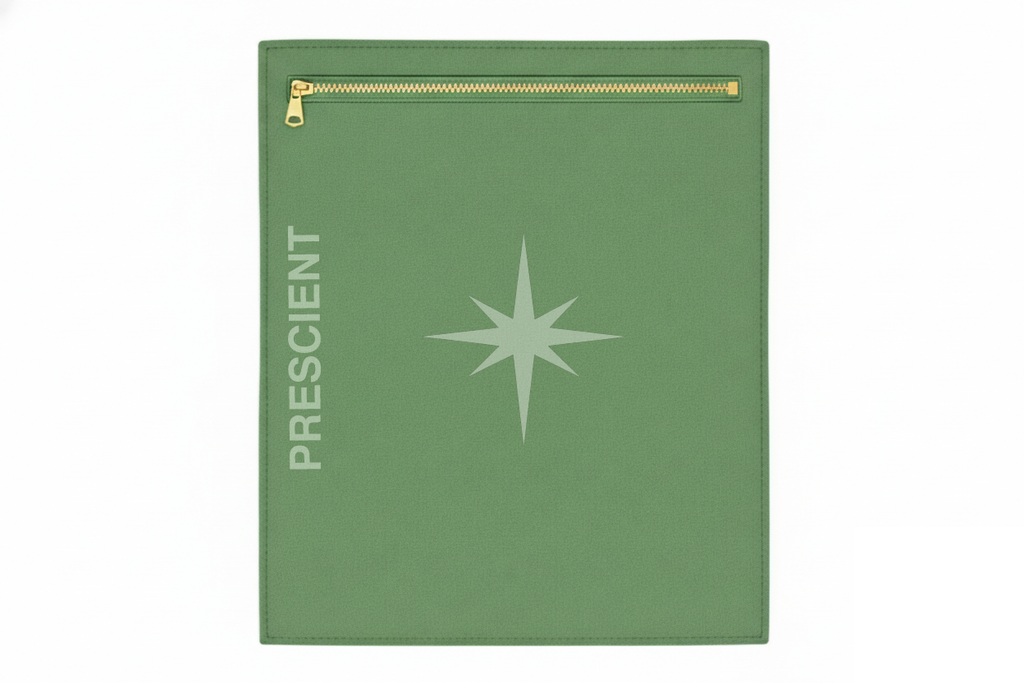 PRESCIENT SS26 ITALIAN LEATHER GREEN & RED TO-GO POUCH