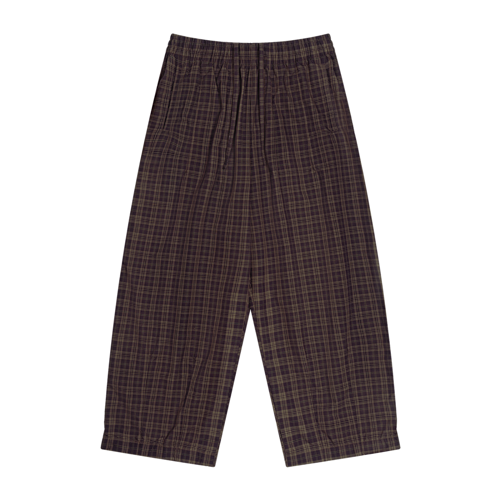 PRESCIENT Plaid Wide Leg Pants - Brown