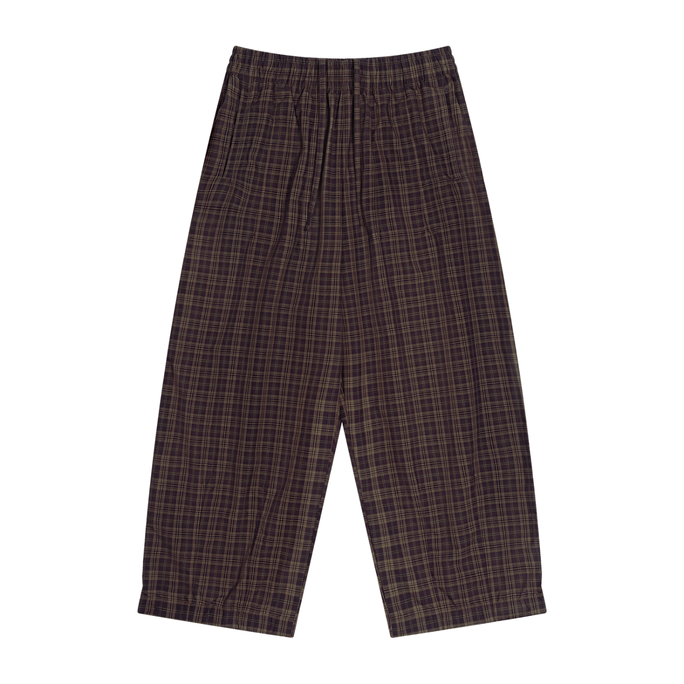 PRESCIENT Plaid Wide Leg Pants - Brown
