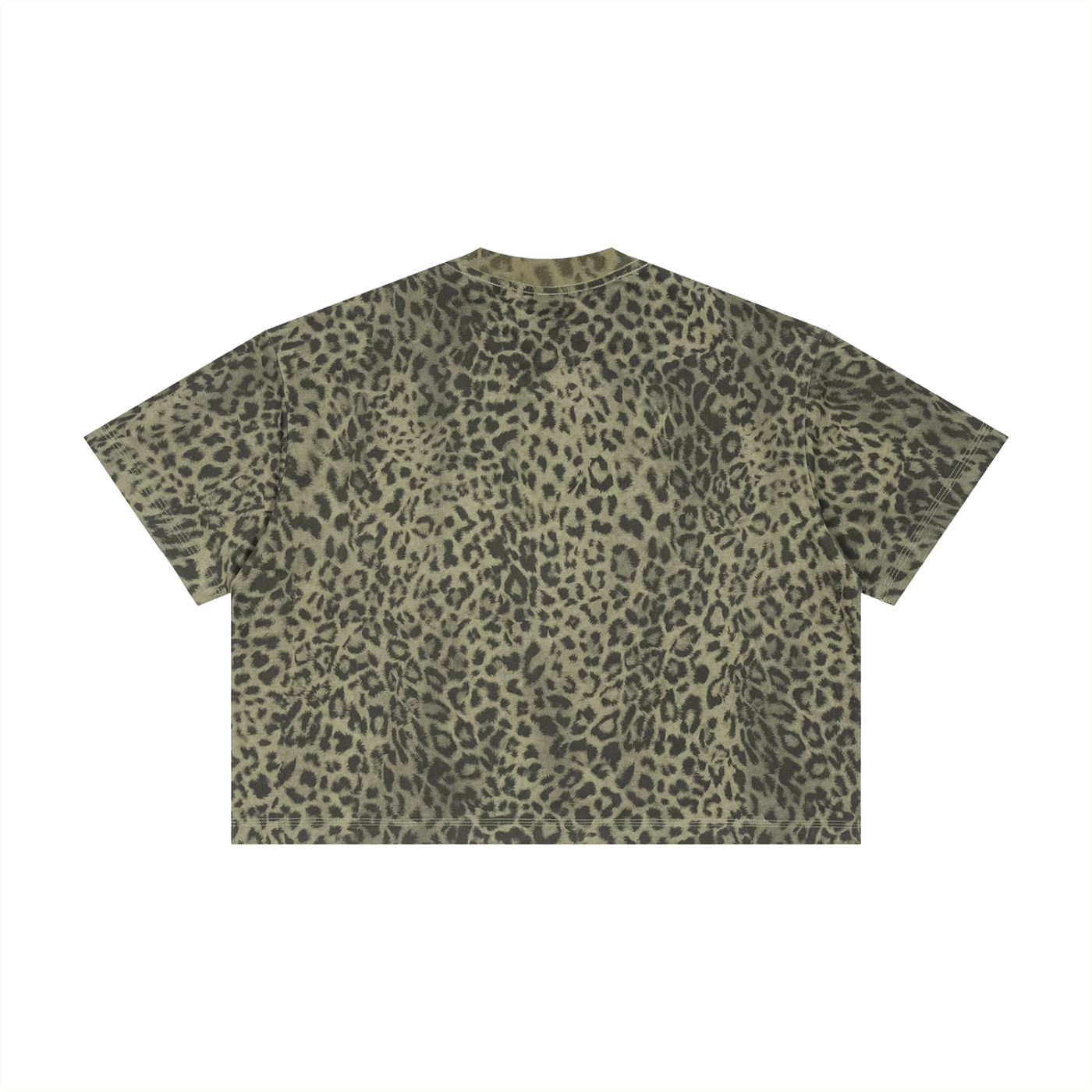 PRESCIENT Leopard Print Boxy T-Shirt - GREEN