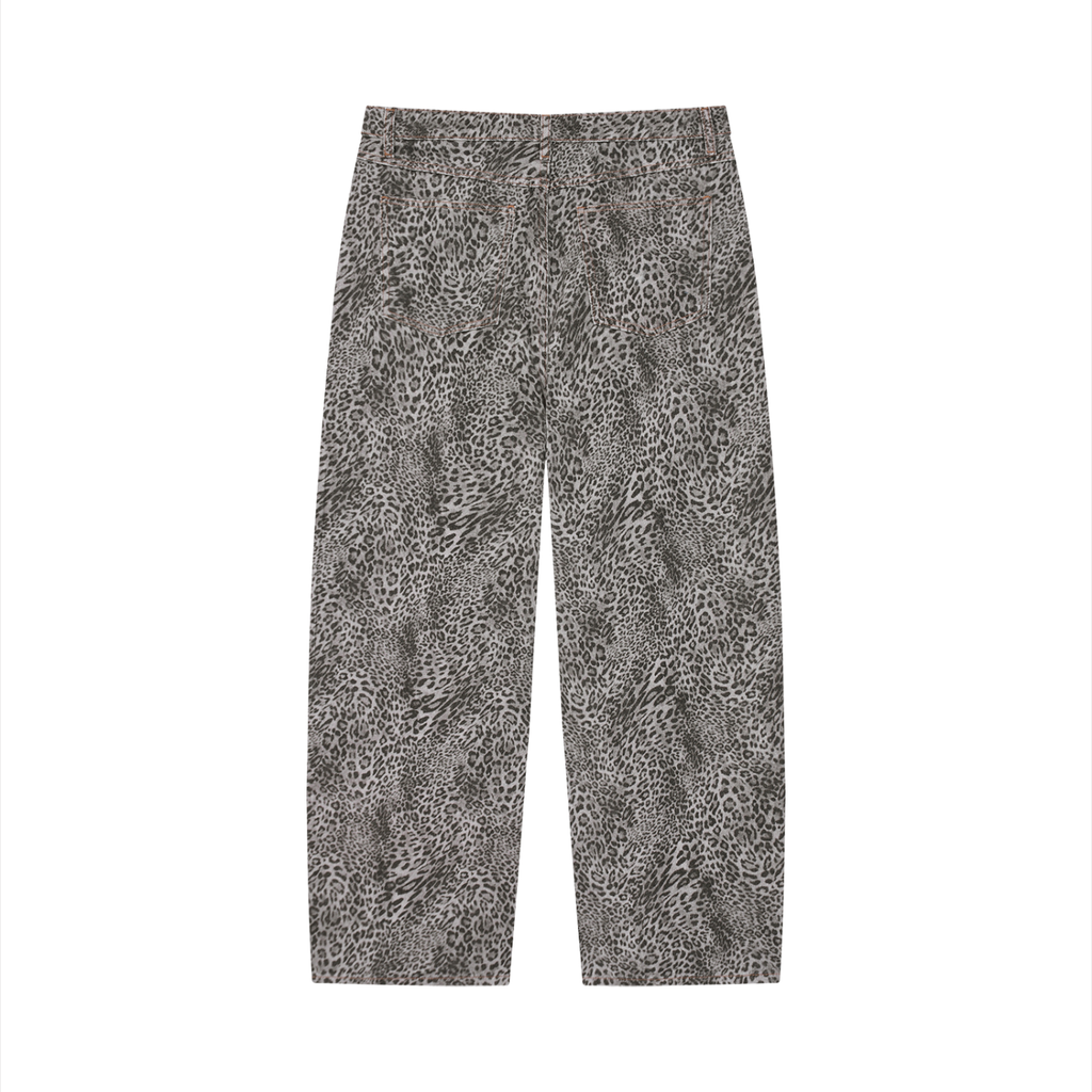 PRESCIENT Leopard Wide Leg Jeans - Gray