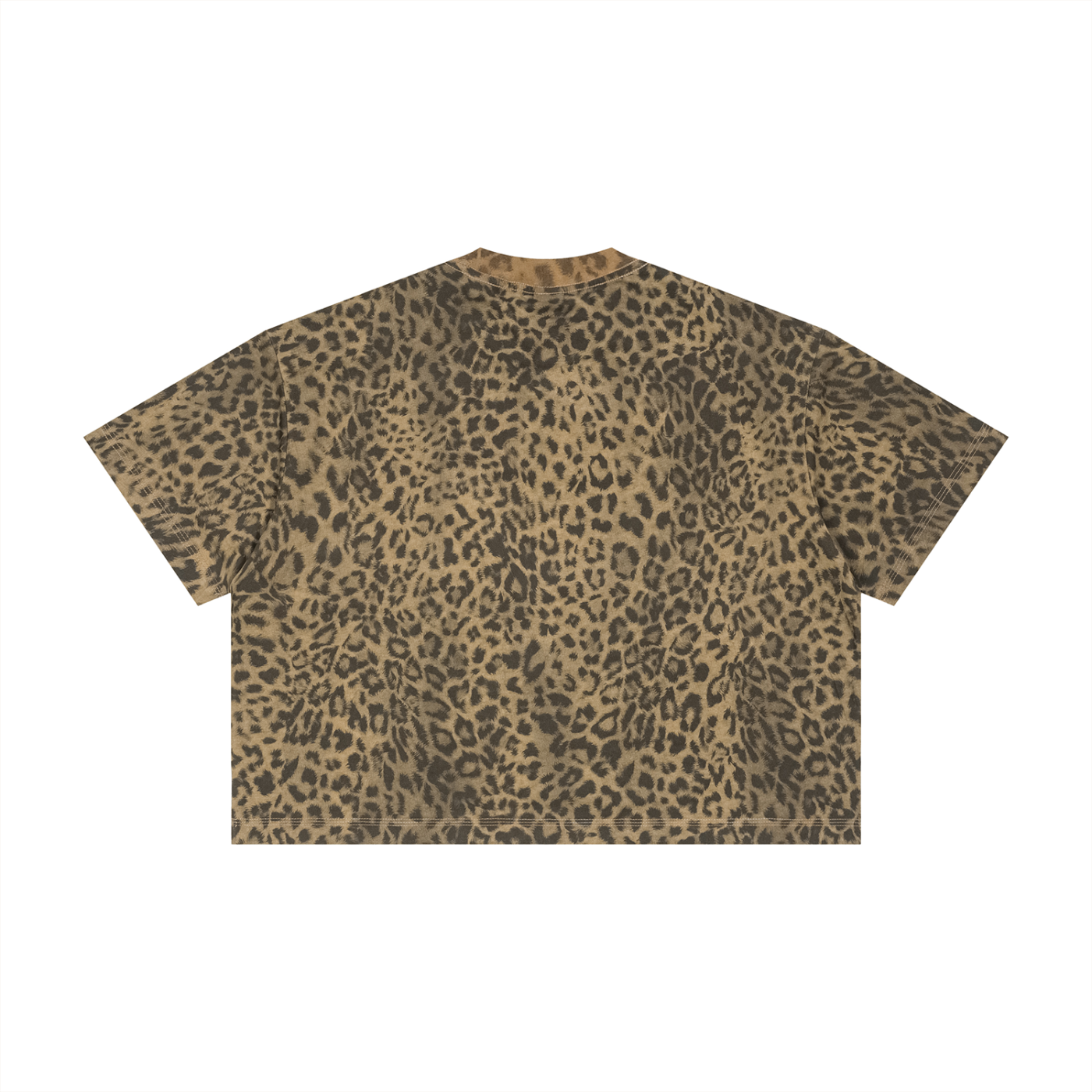 PRESCIENT Leopard Print Boxy T-Shirt - BROWN
